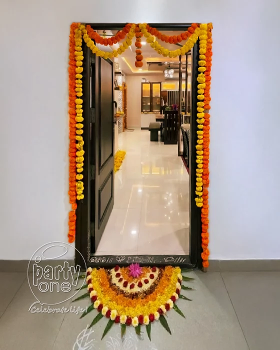 2BHK Budget Friendly Griha Pravesh Flower Decor