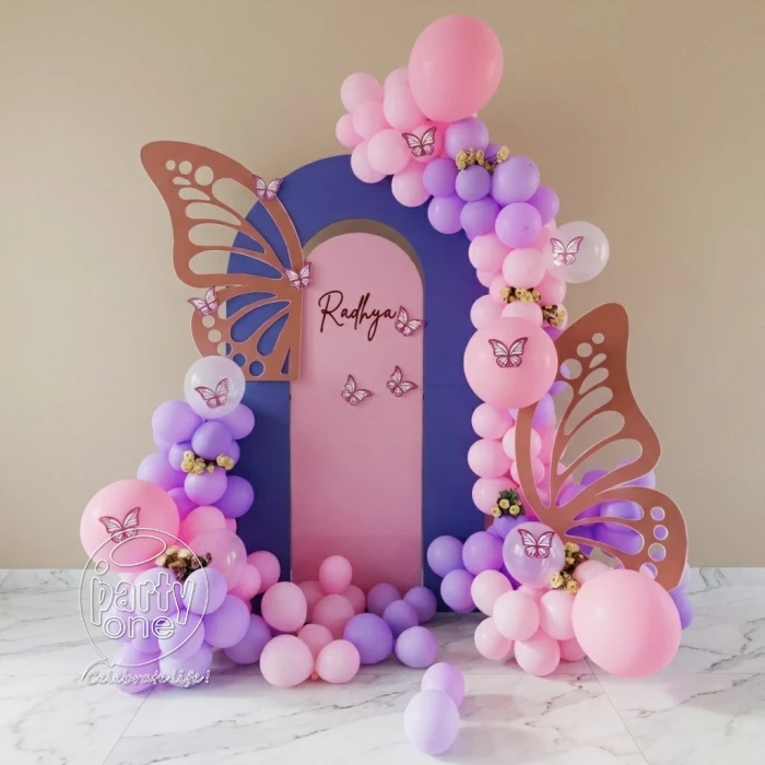 Welcome Baby Butterfly Theme Balloon Decor